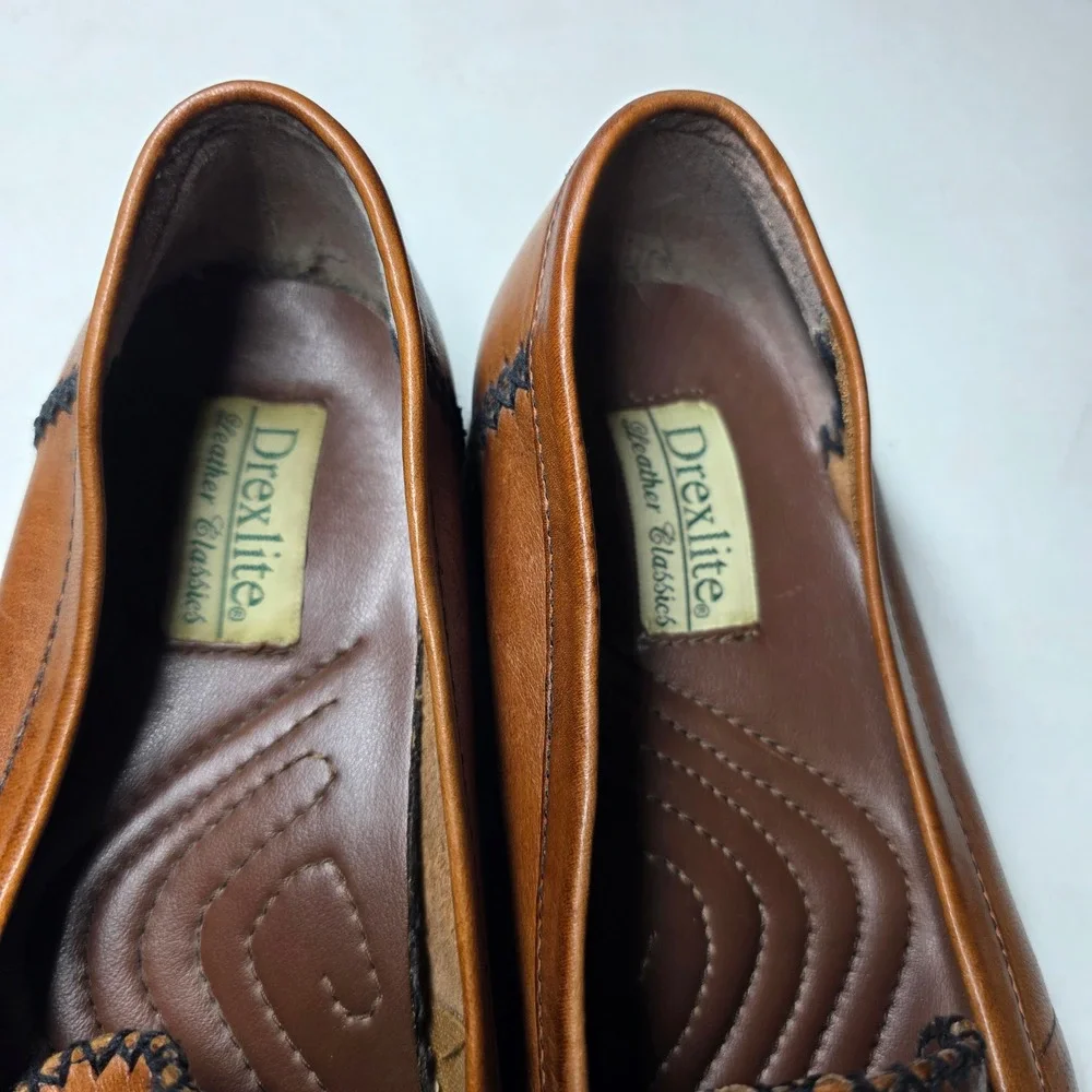 Drexlite Leather Classics Brown Loafers Moc Toe Slip On Flats Womens 9M
